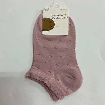 鏤空愛心少女竹碳襪-紫M22-26CM