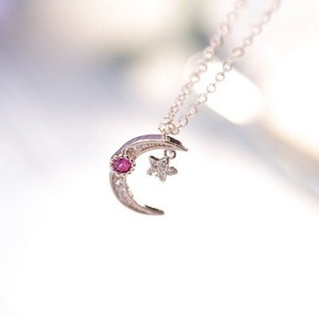 925純銀項鍊 鑲鑽吊墜-簡約甜美時尚百搭母親節情人節生日禮物女飾品73gj33【獨家進口】【米蘭精品】