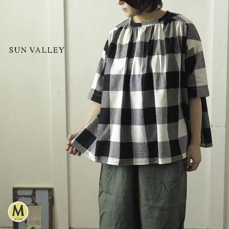 SUNVALLEY サンバレー ブロックチェック柄後ろボタンチュニック