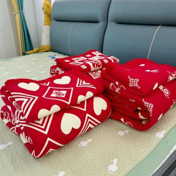 新款喜慶紅韓國毯220*240cm包邊細紗雙人床蓋成人加厚保暖毯子