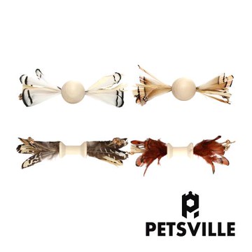 Petsville派思維 原木小仙羽貓咪玩具(四款任選)