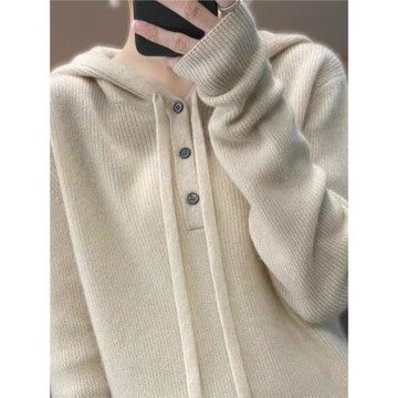 氣質女裝2025年新款冬季時尚法式高級感加厚內搭連帽套頭羊絨毛衣