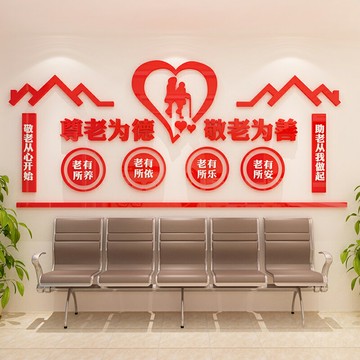 養老院墻面裝飾傳統美德裝飾敬老院老年病醫院社區街道宣傳欄貼紙