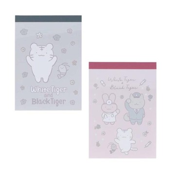 小禮堂 小白虎與黑虎蝦 迷你方形便條本 100枚入