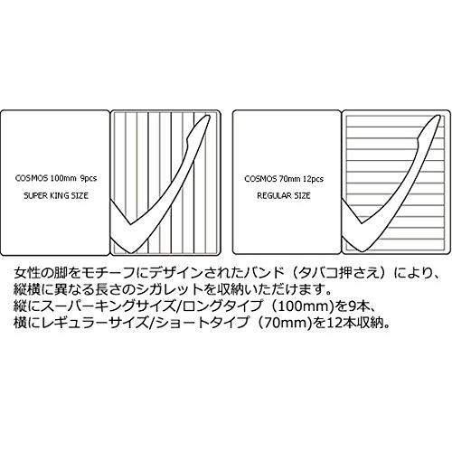 坪田パール タバコ ケース ハンドメイド クルミ革巻き ロングサイズ 収納 レギュラー クロコ型押しレザー レッド 1-04427-20