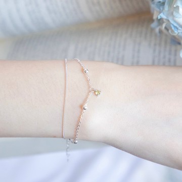 橄欖石925純銀爪鑲雙層手鍊