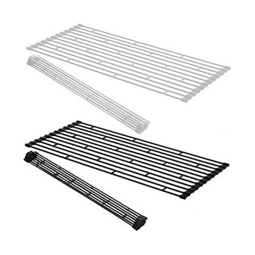 廚房收納架小號 鐵藝摺疊水槽瀝水架 廚房洗菜池瀝水簾 蔬菜水果碗碟瀝水置物架  Dhome