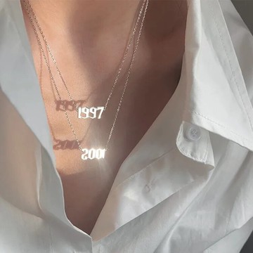 時光飛逝 年份項鏈女閨蜜情侶吊墜網紅潮鈦鋼鎖骨鏈飾品生日禮物