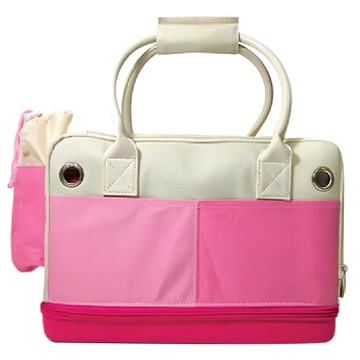 Jolly Pet Products 條紋帆布材質 寵物兔外出提肩背包 可拆卸式水壺袋  粉紅色  1個