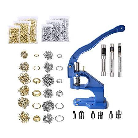 Heavy Duty Grommet Press Machine Set W Punch Hole Tool, Hand Press Eyelet Grommet Punch Tool, 2400pcs Grommets for Curtains Scrapbooking Flags Belts B