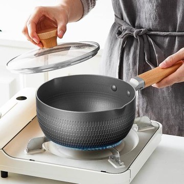 優格鋁合金雪平鍋廚房家用木柄小奶鍋寶寶輔食鍋創意不粘煎鍋湯鍋