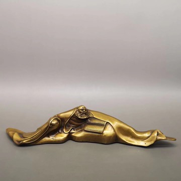 仿古純銅 創意中式文房四寶銅筆山筆架達摩祖師鎮紙筆架筆擱擺件