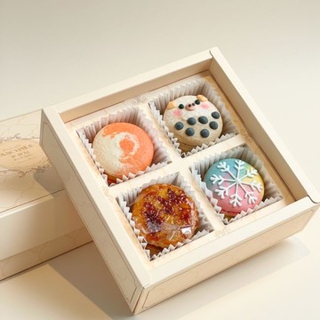 甜點漫步 減糖厚餡馬卡龍禮盒4入