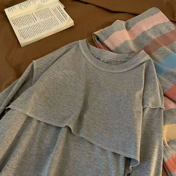可可裡🌺灰色小狗睡衣女新款春秋季長袖長褲帶胸墊休閒學生外穿家居服套裝