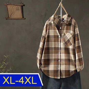 【韓國K.W.】格紋年度優雅品味襯衫上衣外套(防曬/長袖襯衫/長袖上衣/薄外套)