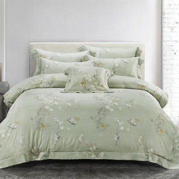 Annette 台灣製萊賽爾薄床包枕套組 加高35cm 葉飛揚  單人  床包 + 枕套