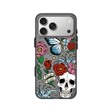 iPhone 17 Pro Max Clear (相機按鈕) 酷墨灰 - Frida Kahlo - 花骨骷顱頭