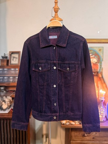 紫色背後刺繡牛仔外套