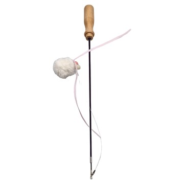 iCat 寵喵樂 木柄伸縮式逗貓棒 碳纖維材質 絨球 釣魚線  黑色  1個