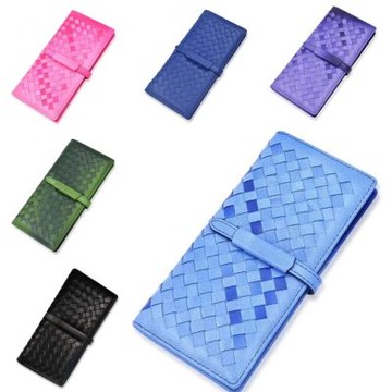 [巴黎精品] 現貨+預購 真皮編織長夾真羊皮錢包短夾卡夾零錢包手拿包-抽帶款大容量男女皮夾8色a1ke36