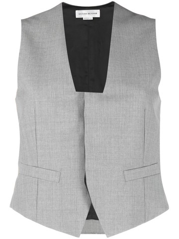Victoria Beckham - mélange-effect virgin-wool gilet - women - Virgin Wool/Viscose - 6 - Grey