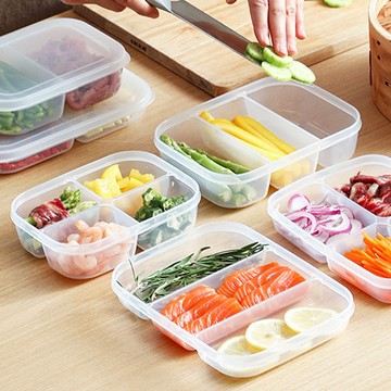 日本NAKAYA 日本製三格分隔保鮮盒/食物保存盒820ML 5入