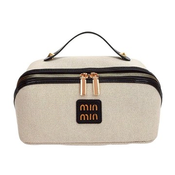 MIN MIN 帆布化妝收納包 - 韓國版 寬25cm 高13cm 厚13cm  1個  高冷黑