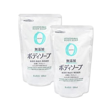 日本KUMANO熊野油脂 (2袋超值組) Pharmaact Zero無添加沐浴乳補充包450ml/袋(植萃滋潤潔膚露,全膚質適用洗澡乳,綿密泡沫身體清潔露,0香料色素防腐劑)