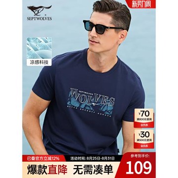 七匹狼短袖T恤男士2025夏季新款寬松圓領上衣體恤休閑半袖男裝潮