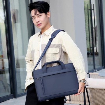 時尚手提大容量電腦包辦公會議多功能公文包簡約耐磨皮膜單肩包