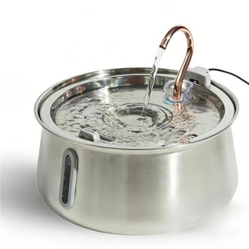 亞馬遜爆款4L水滴水龍頭不銹鋼寵物飲水機帶可視窗貓咪靜音飲水器