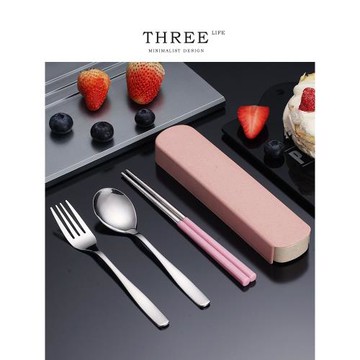 Tlife·Fiber·筷子勺子套裝上班族餐具盒便攜式餐具旅行 | 麥纖