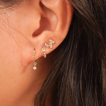 個性 圈圈圓珠耳環 s925純銀簡約韓式金銀鋯石耳環耳扣 小眾禮物