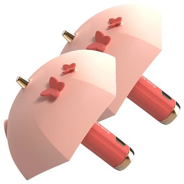 EDISH 雨傘型充電小夜燈  蝴蝶裝飾  無線充電  柔和護眼  臥室床頭燈  粉色