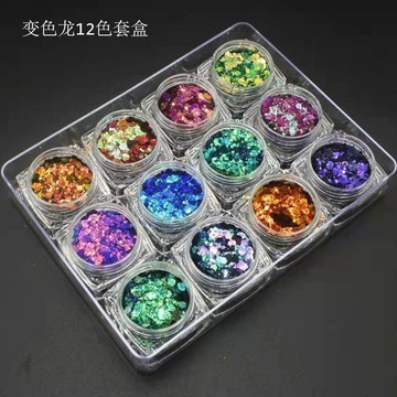 🎀台灣出貨🎀美甲材料新款韓國亮片變色龍美甲混合亮片 彩妝diy美甲貼片變色亮片12色