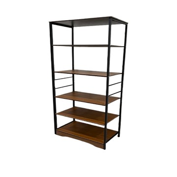 【居家生活 Easy Buy】六層橡木木板層架六層橡木黑-面寬57cm