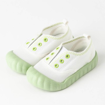 韓國 OZKIZ - 網眼透氣懶人室內鞋/休閒鞋-白X綠