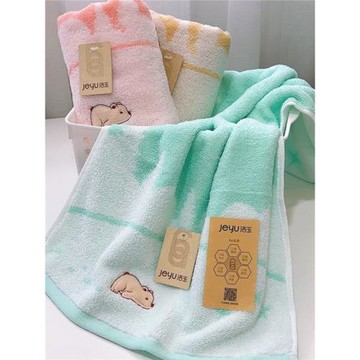 3條裝無捻紗卡通刺繡毛巾純棉成人男女家用洗臉潔面巾A類超柔吸水