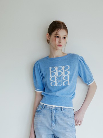 BLUE LABEL Boucl Jacquard Volume Short-Sleeve Pullover Sweater (ER2OKH03)