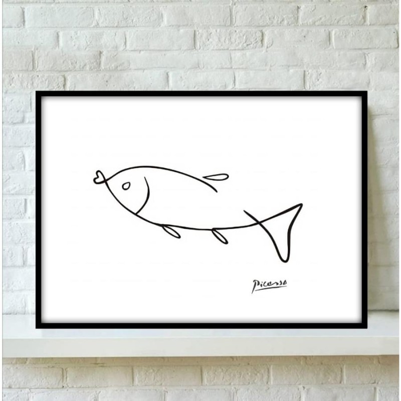 人気 魚の絵 ピカソ Picaso 魚 A4サイズ 額装付き 額入り 壁掛け 卓上置き 新品 現代アート 絵画 絵 インテリア | LINEショッピング