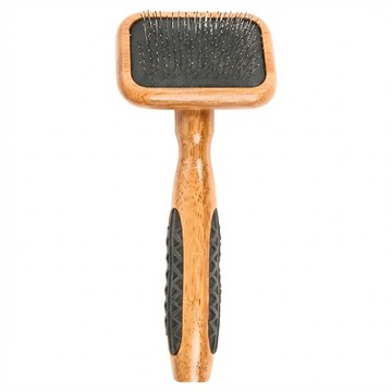 BASS BRUSHES 竹柄軟針梳(小) 環保耐用 防滑設計 適用長毛犬貓  橘色 + 灰色  1個