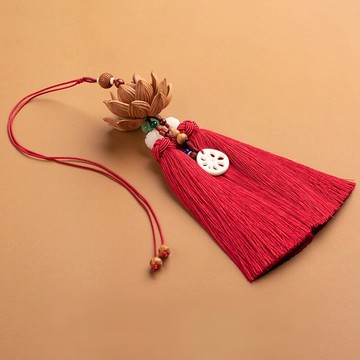 汽車掛飾車內吊墜-蓮花桃木藕片流蘇汽車內飾8款73xe17【獨家進口】【米蘭精品】