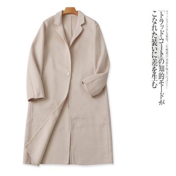 雙面呢大衣  春秋新女裝西裝領一粒扣長袖中長款休閑外套27861