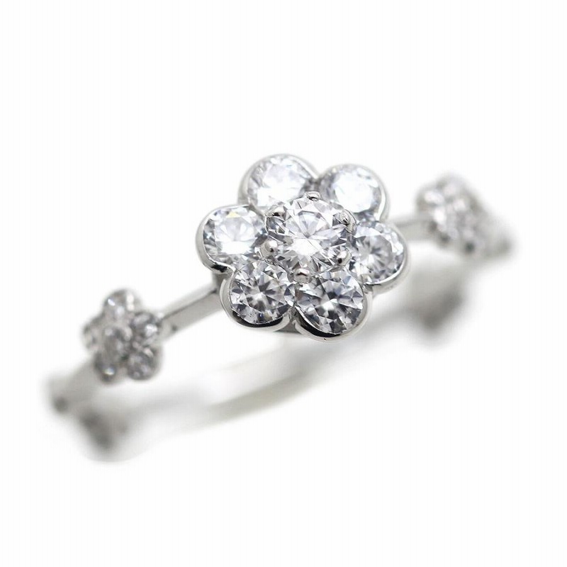 高品質 プラチナ900 ダイヤモンド 0.52カラット フラワーデザイン リング pt900リングフラワー天然ダイヤモンド0.52ct プラチナ