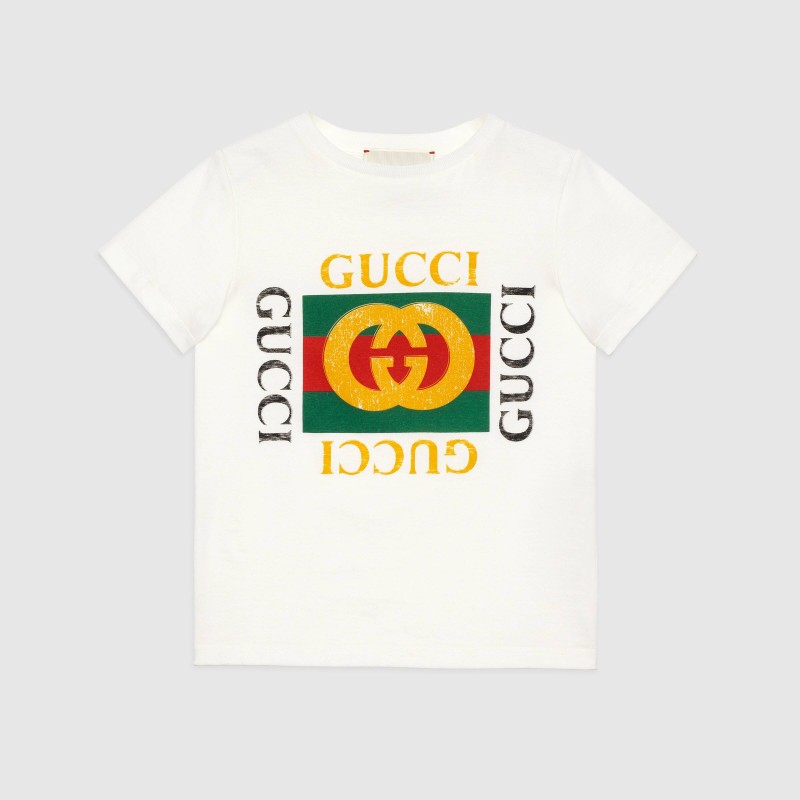 チルドレンズ〕GUCCI ロゴ コットン Tシャツ | LINEショッピング