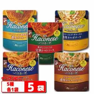 創味　Haconese(ハコネーゼ)　パスタソース　５種各1袋セット（ボロネーゼ／カルボナーラ／ポルチーニ／トマト／トマトクリーム）【ゆう