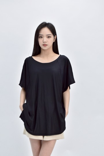 (2XL) 素面黑色短袖上衣