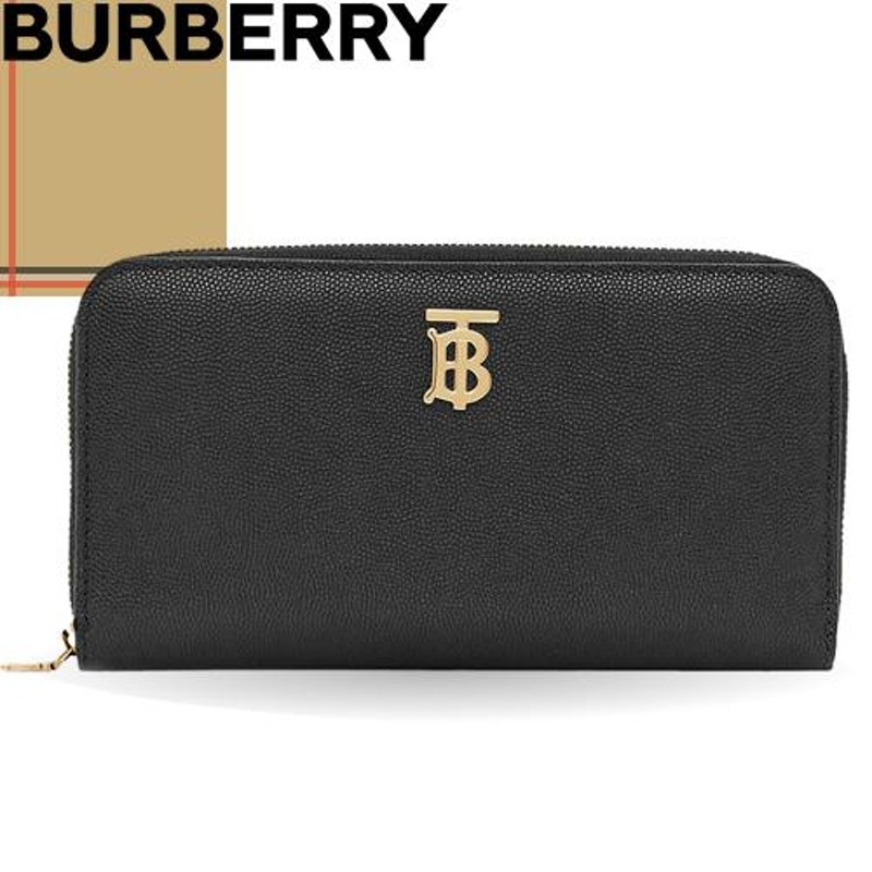 【未使用】バーバリー レザー 長財布 TBロゴ 小銭入れ ブラック レディース BURBERRY（バーバリー） 長財布 レディース TBロゴ キルティング