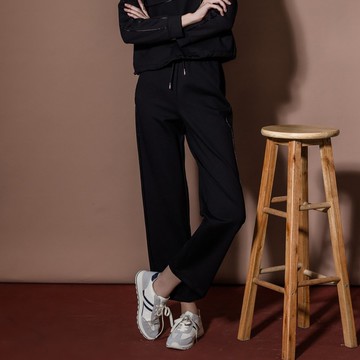 【MEDUSA】黑色金屬感滾邊休閒運動褲(M-XL) | 女運動長褲