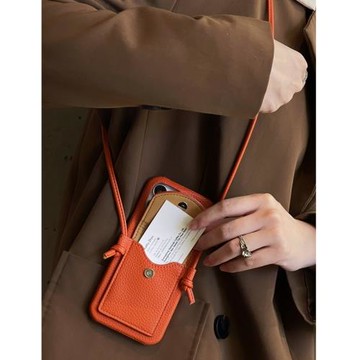 小香風綁帶掛繩斜挎插卡包適用蘋果17promax手機殼iPhone17pro/air網紅女款16promax新款15pro皮質奢華14創意